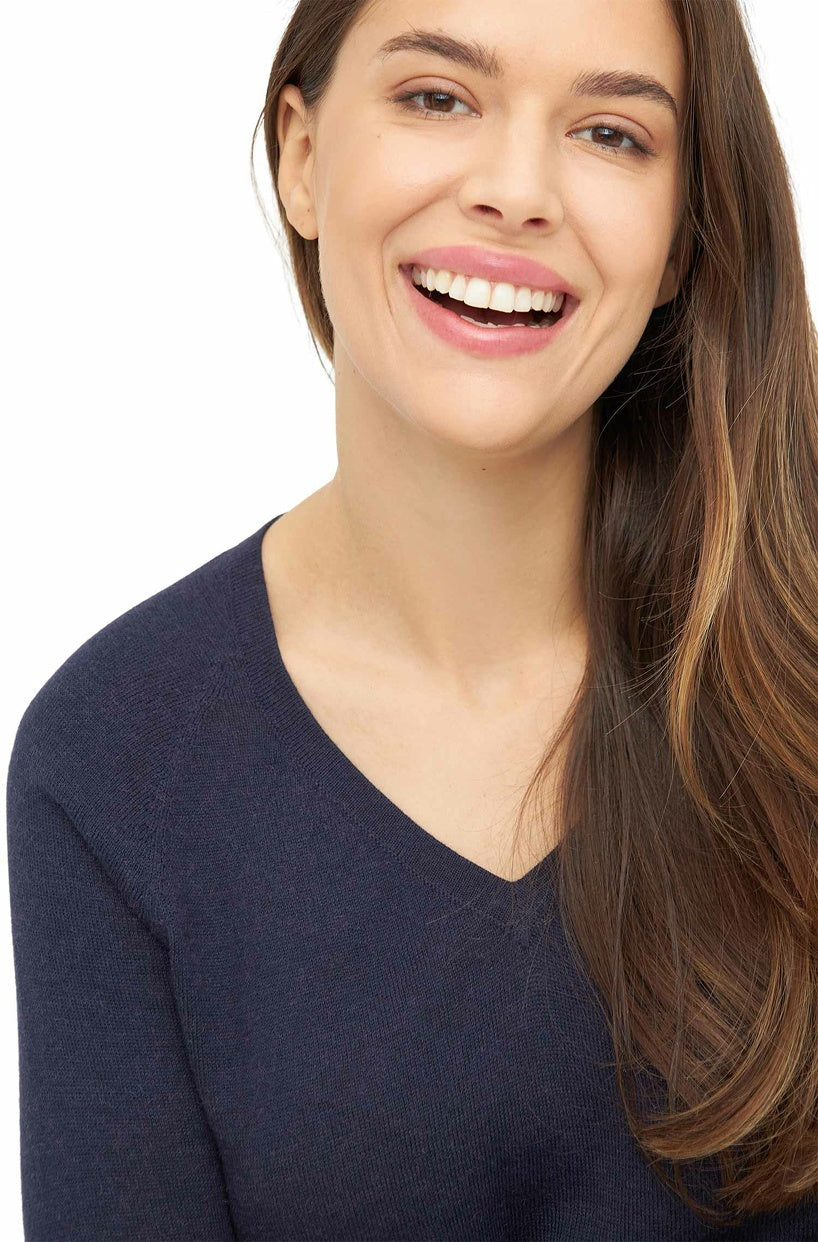 Damen Pullover AURELIA – V-Ausschnitt aus Bio-Baumwolle & Baby Alpaka