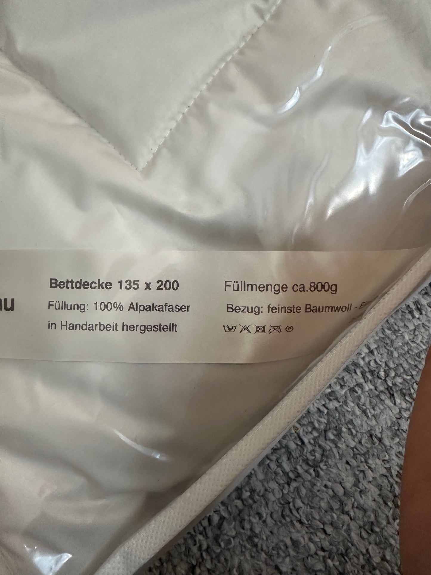 Sommerbettdecke 135x200 100% Alpakafaser made in Germany