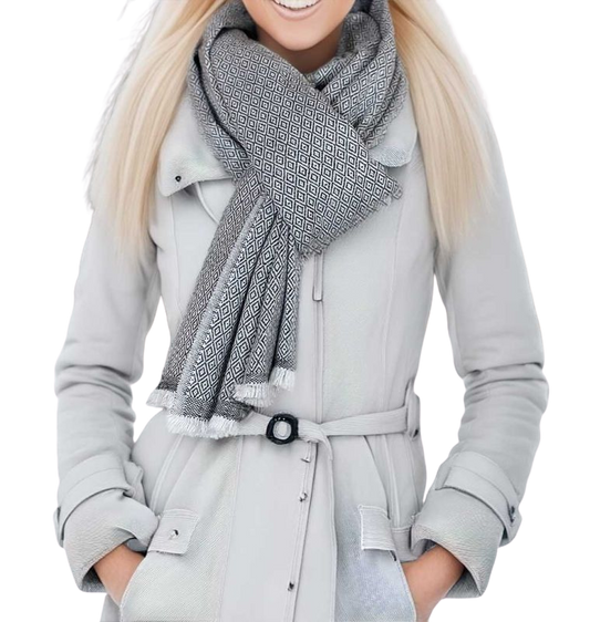 Premium Alpaka Schal Rauten
