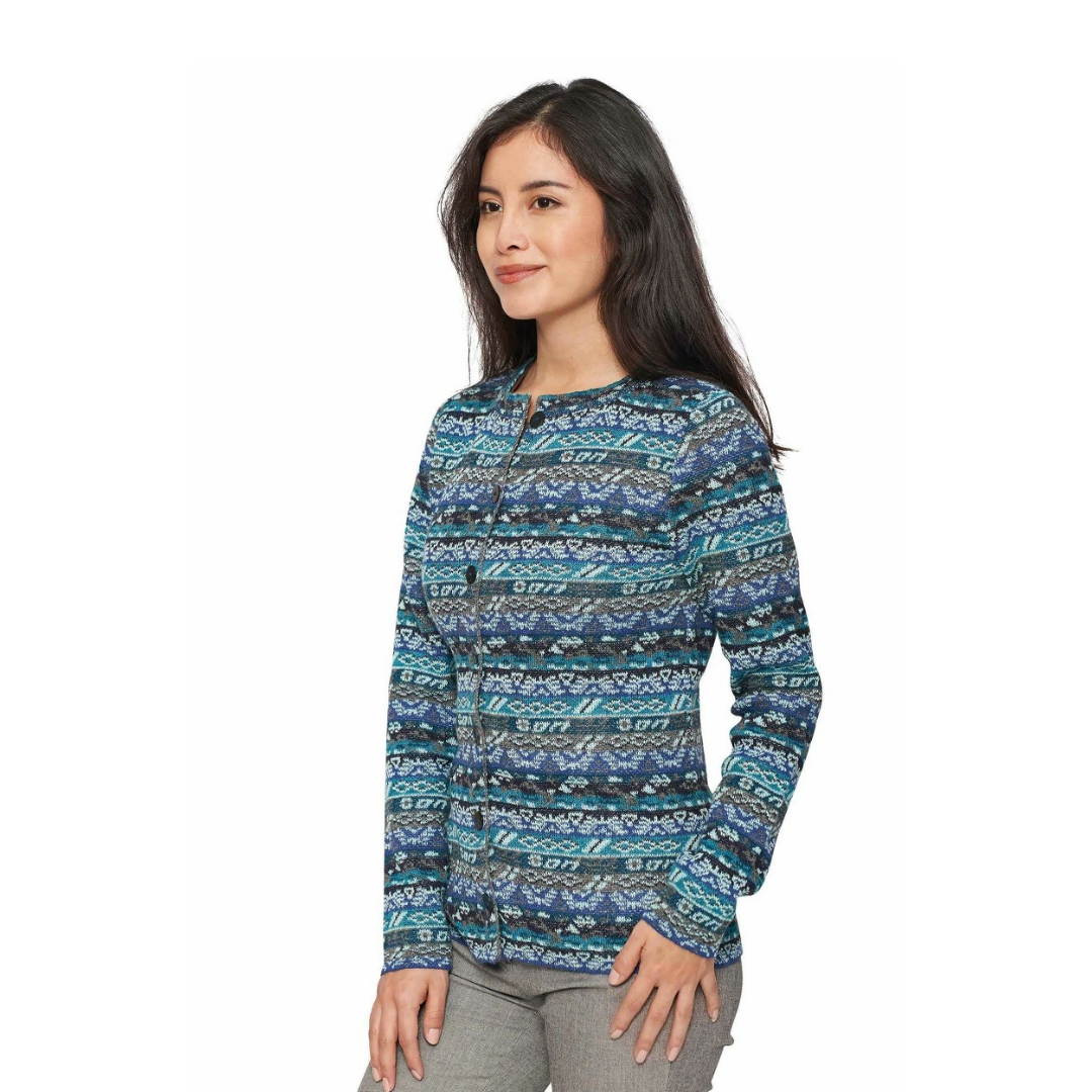 Apu Kuntur - Alpaka Strickjacke TAMIA – Jacquard-Cardigan aus 100% Baby Alpaka